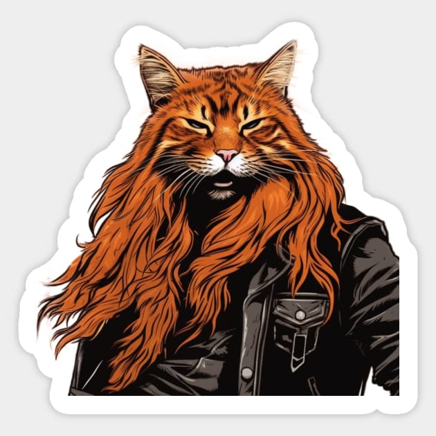 Orange Leather Kitty Sticker by Pet And Petal